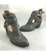 Jeffrey Campbell Womens 7 Everwell Gray Vegan Buckle Cut-Out Booties Boo... - $67.13
