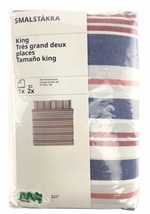 Ikea Smalstakra King Duvet Cover w/2 Pillowcases Bed Set Blue Red Stripe New - $60.50