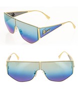 FENDI DISCO 40051 Rainbow Gold Shield FF Unisex Mask Metal Sunglasses FE... - $531.63