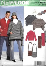 New Look #6547 Miss, Men and Teen Jacket, Poncho, Scarves, Hat Bag - UNCUT - $9.90