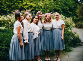 GRAY Tulle Midi Skirt High Waisted Bridesmaid Tulle Skirt Plus Size Gray Wedding image 1
