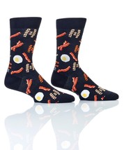 Yo Sox Men's Premium Crew Socks Bacon and Egg Motifs Cotton Antimicrobial 7-12