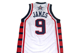 Lebron James #9 Team USA Men Basketball Jersey White Any Size image 2