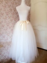 Plus Size White Wedding Bridal Skirt White Floor Length Tulle Skirt High Waisted