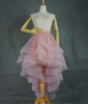 White High Low Layered Tulle Skirt High Waist Long Tiered Tulle Skirt Outfit D87 image 5