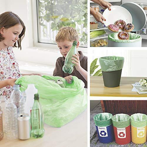 1.2 gallon small trash bags garbage bags, mini compostable strong bathroom  wastebasket can liners trash bags for home office kitchen fit 5 liter 5l,1  gal,green 