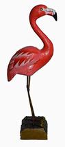 WorldBazzar 6" Hand Carved Beautiful Wood Pink Flamingo Bird Sculpture Tropical  - $29.64