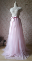 Floor Length Tulle Skirt, Womens Pink Long Tulle Skirt Outfit ,Custom Plus Size