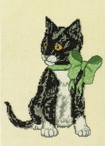 Cross Stitch Siamese Tabby Black Kitten Cat Framed Piece Antique Sampler... - $9.99