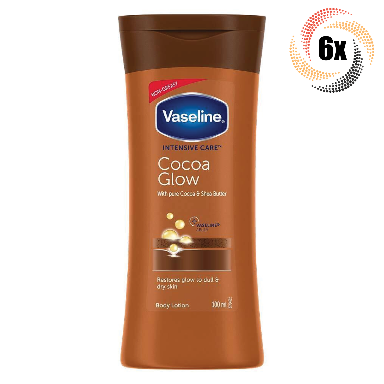 6x Bottles Vaseline Intensive Care Cocoa Butter Radiant Glow Body