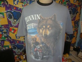 Vintage 90s 3D Emblem Runnin Free Motorcycle Biker T Shirt XL  - $80.28