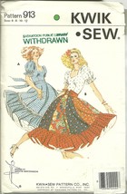 Kwik Sew Sewing Pattern 913 Misses Womens Square Dance Dress Sz 6 8 10 1... - $9.99