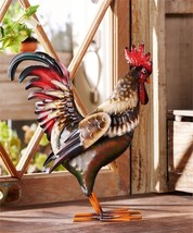 Standing Rooster Statue 13.5" High Iron Farm House Country Detail Chicken  image 2