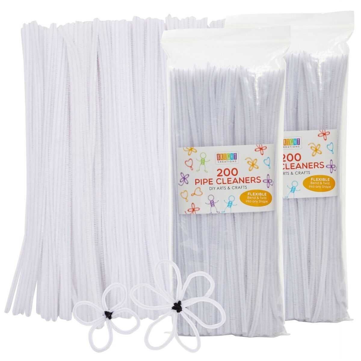 100Pcs Pipe Cleaners 30cm/12 inch Chenille Stems for DIY Art Crafts, White