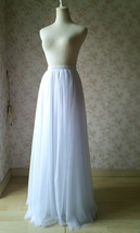 White Full Tulle Skirt White Floor Length Tulle Maxi Skirt Bridal Plus Size image 1