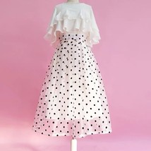 White Polka Dot Modi Skirt Outfit Summer High Waisted Plus Size Long Party Skirt