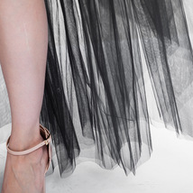 Black Slit Tulle OVERSKIRT Elastic Waist hilo Tulle Skirt Open Skirt Over Skirt image 6
