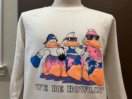Vintage 80&#39;s We Be Bowlin&#39; White Crewneck Sweatshirt size L - $44.54