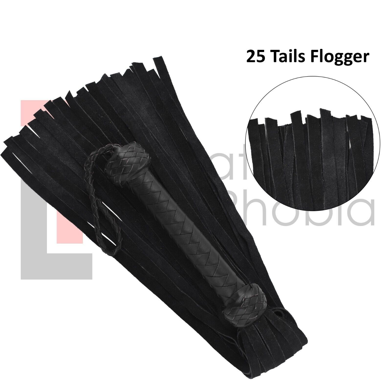 Real Genuine Cow Hide Leather Flogger 50 Falls Black Heavy Duty Thuddy whip