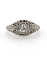 Authenticity Guarantee 
Filigree 18k White Gold Ring .08ct Genuine Natural Di... - $513.81