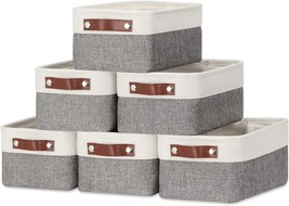 Dullemelo Small Storage Baskets 6 Pack, Fabric Collapsible, 6-Pack, Whit... - $43.99