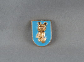 Moscow 1980 Summer Games Pin - Misha The Mascot Shield Design - Stamped Pin - $15.00