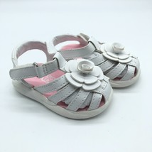 Teeny Toes Toddler Girls Sandals Strappy Faux Leather Floral Applique Wh... - $9.74