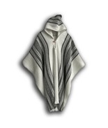 Llama Wool Unisex Mens Womens White Hooded Handmade Poncho Pullover Jack... - $69.30