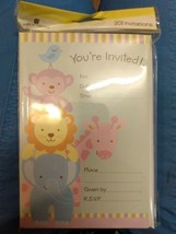 Adorable Zoo Animal Baby Shower Invitations/Envelopes, Sealed Package Of 20 - $6.92