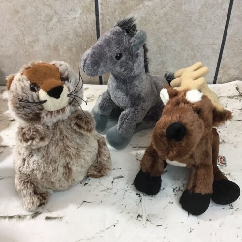 Ganz Webkinz Stuffed Animals Lot Of 12 Plush Hippo Panther Horse Reindeer Dogs  - $29.69