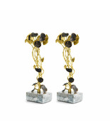 Michael Aram Brass & Marble Monet's Garden Golden Sunset Med. Candleholders - $569.25