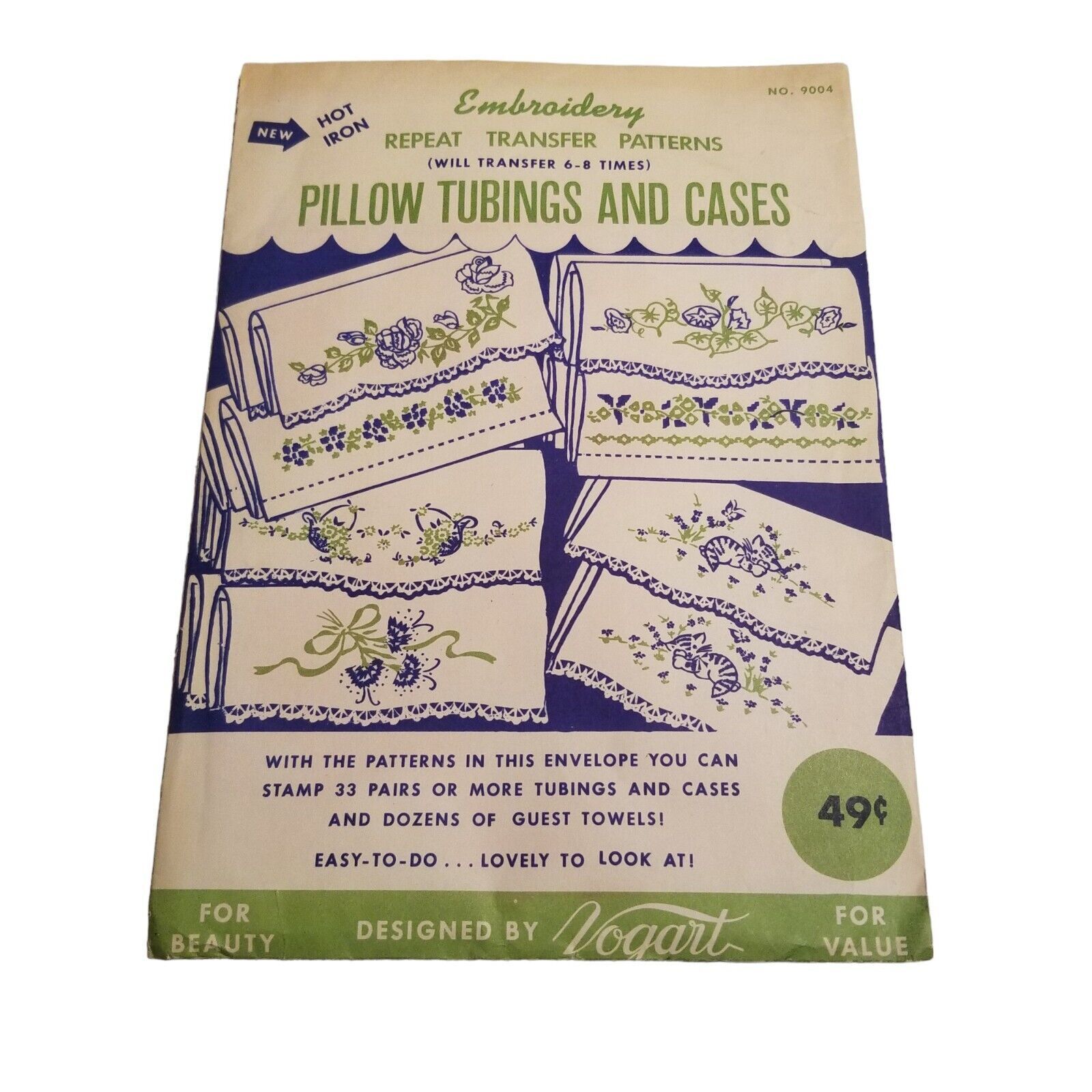 vintage Vogart hot iron on transfers, pillowcases to embroider embroidery  transfer lot