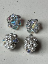 Vintage Lot of Clear Aurora Borealis Glass Cluster &amp; Faux White Pearl Be... - $14.89