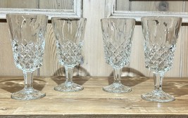Vintage Libbey CHIVALRY Clear White Wine Glasses Set of 4 Flat Paneled  Small Goblet 7 Oz. 