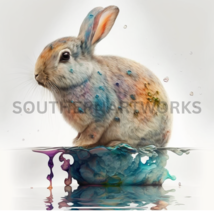 A cute little watercolor painting of a bunny, AI  kids room art #3 OF 4  - $1.99