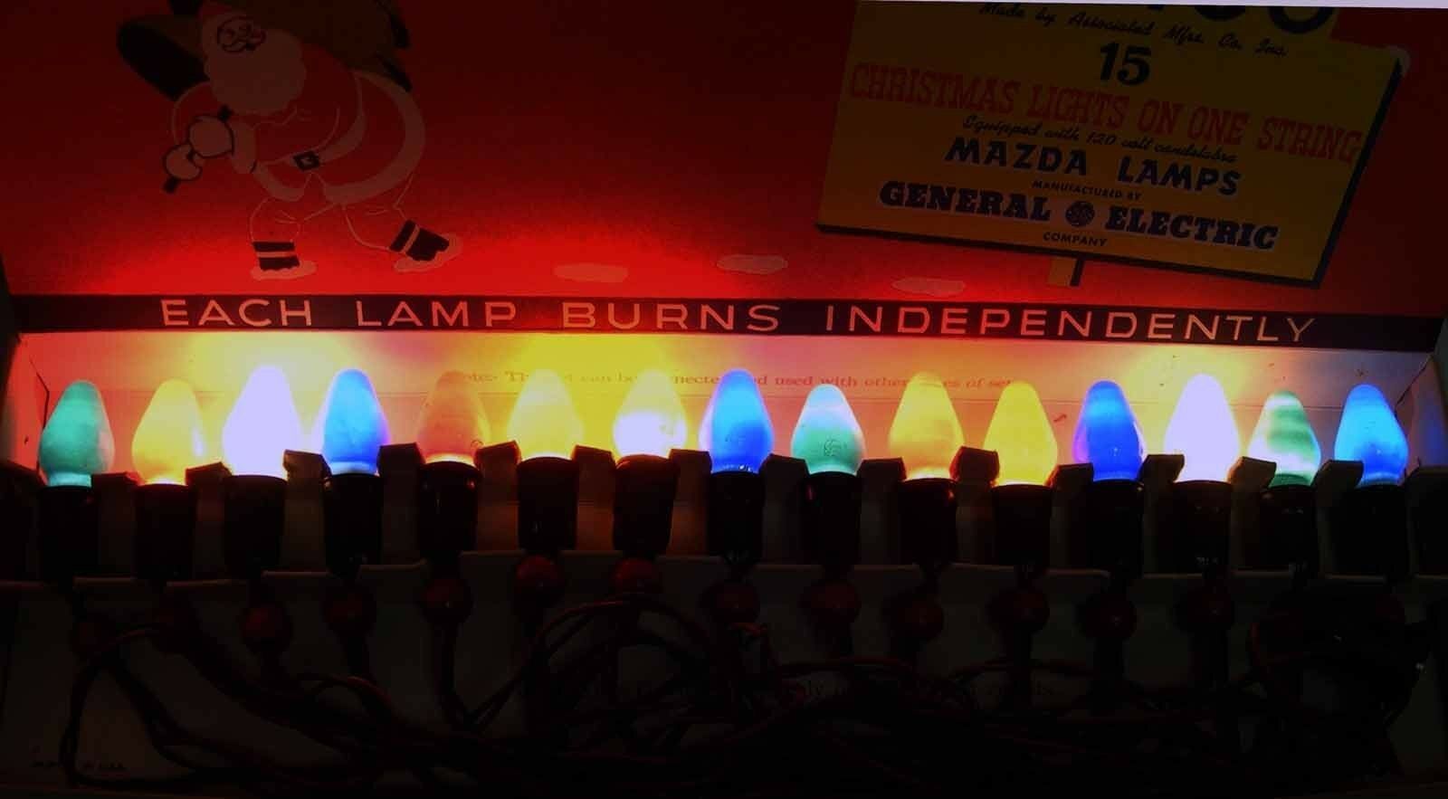 Vintage C7 AMICO Christmas Lights with 15 Ceramic Bulbs IOB Lights