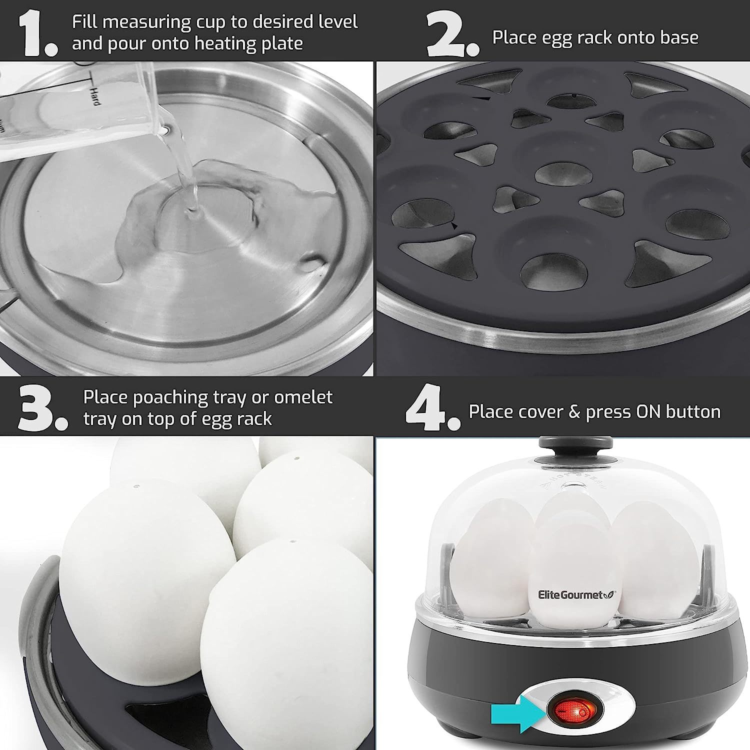 DASH EVERYDAY EGG COOKER - Rapid Electric Black 7 Egg Capacity 360 Watt  Open Box