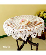 Hand Crochet Cotton Lace Doily Table Topper Round White TableCloth Cover... - $20.17