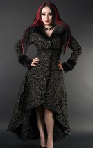 Women&#39;s Charcoal Grey Brocade Gothic Victorian Fall Winter Long Steampun... - $169.31