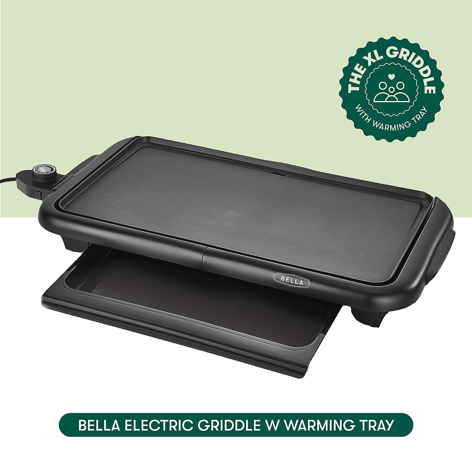 Chefman Electric Griddle, Fully Immersible & Dishwasher Safe, Black 