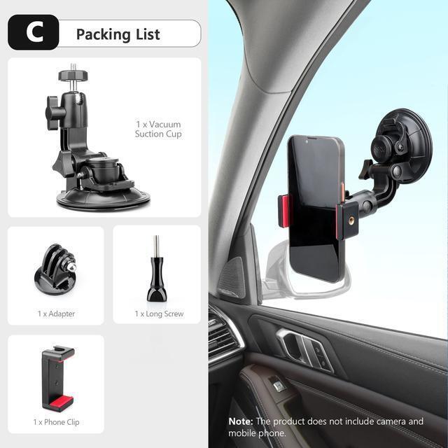 Vamson for Insta360 One R X2 GoPro Hero 10 9 Car Suction Cup
