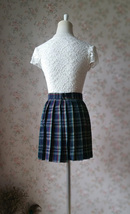 Dark Green PLAID SKIRT Plus Size Plaid Mini Skirt Outfit Women Girl Plaid Skirt image 2