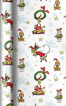 1 Roll The Grinch Who Stole Christmas  Wrapping Paper 30 sq ft with gridlines - $12.93