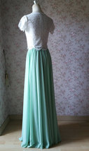 Boho Wedding Bridesmaid Dress Chiffon Maxi Skirt Short Sleeve Crop Lace Top  image 6