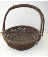 19th Century Hand Made Split Oak Woven Basket w/ Handle 12&quot;w x 12.5&quot;h ~ ... - $21.99