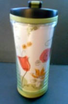 2007 Starbucks Green Floral Insulated Travel Tumbler 8 oz with Lid - $15.55