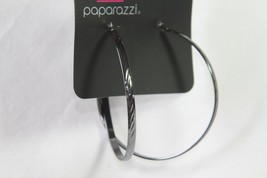 Paparazzi Earrings (new) REPORTING FOR DUTY - BLACK - HOOP EARRING - $8.61