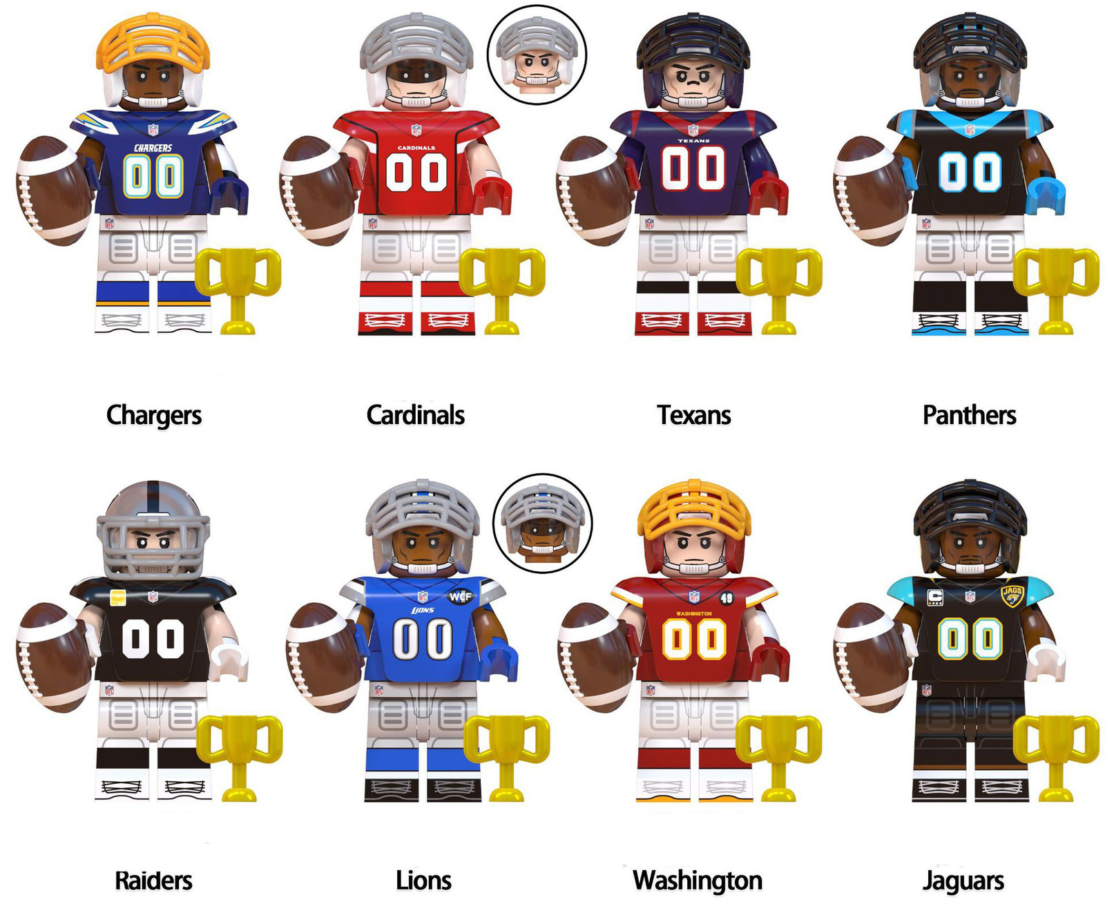 Famous american football players 32 minifigure building block toys for