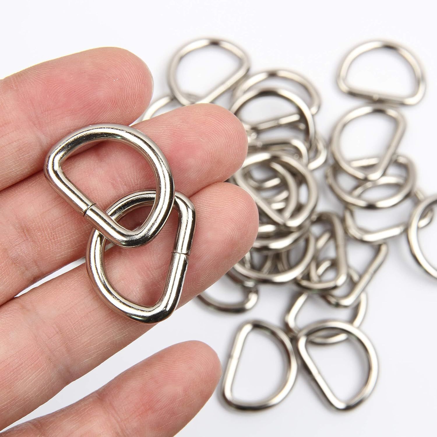 50 PCS Metal D Rings 1 Inch Non Welded Nickel Hardware Bags Ring for Sewing  Keychains