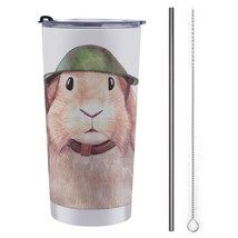 Mondxflaur Rabbit Funny Steel Thermal Mug Thermos with Straw for Coffee - $20.98